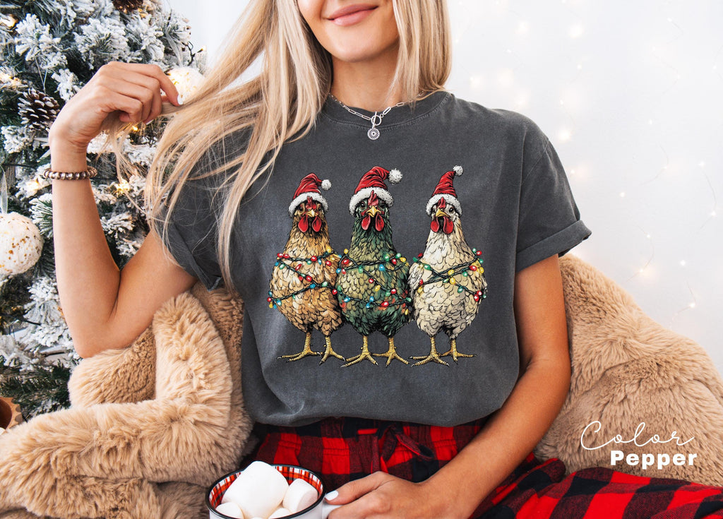 Christmas Chickens Shirt, Funny Christmas Chicken Shirt, Country Christmas, Holiday T-Shirt, Christmas Farm Shirt, Chicken Lover Gift