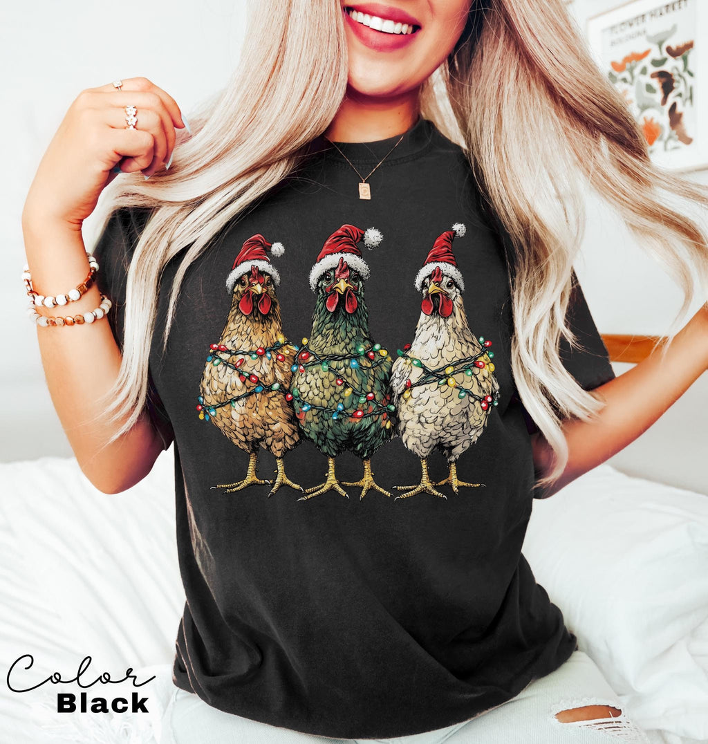 Christmas Chickens Shirt, Funny Christmas Chicken Shirt, Country Christmas, Holiday T-Shirt, Christmas Farm Shirt, Chicken Lover Gift