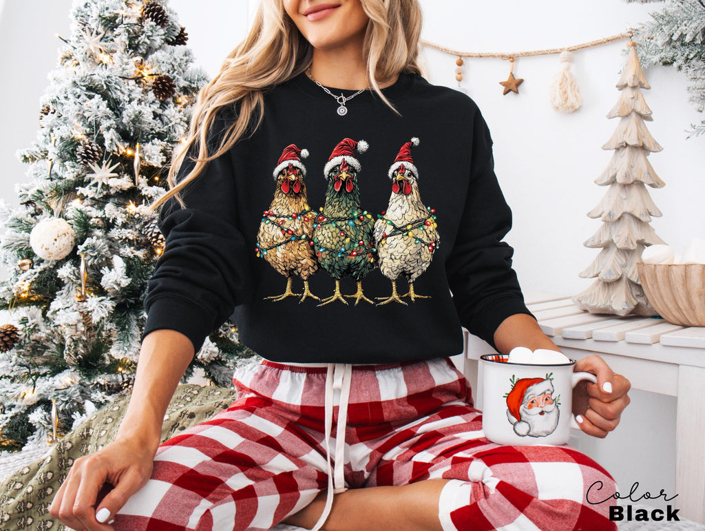 Christmas Chickens Sweatshirt, Funny Christmas Chicken Sweatshirt, Christmas Crewneck, Holiday Sweatshirt, Christmas Farm, Country Christmas