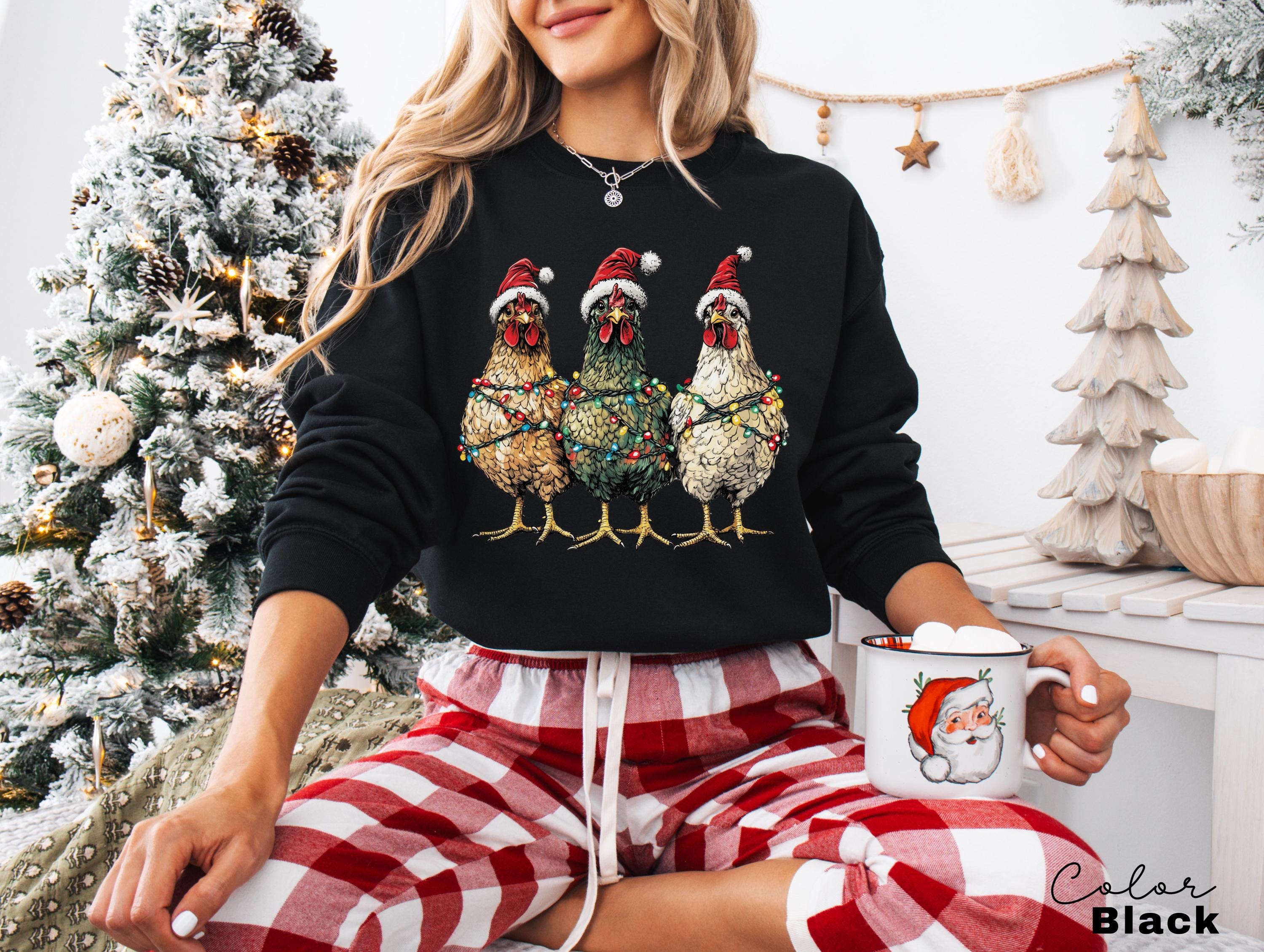 Christmas Chickens Sweatshirt, Funny Christmas Chicken Sweatshirt, Christmas Crewneck, Holiday Sweatshirt, Christmas Farm, Country Christmas