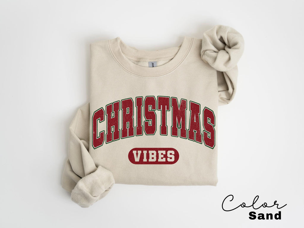 Retro Christmas Vibes Sweatshirt, Womens Christmas Sweatshirt, Holiday Sweater, Cute Christmas Sweatshirt, Oversized Sweatshirt, Xmas