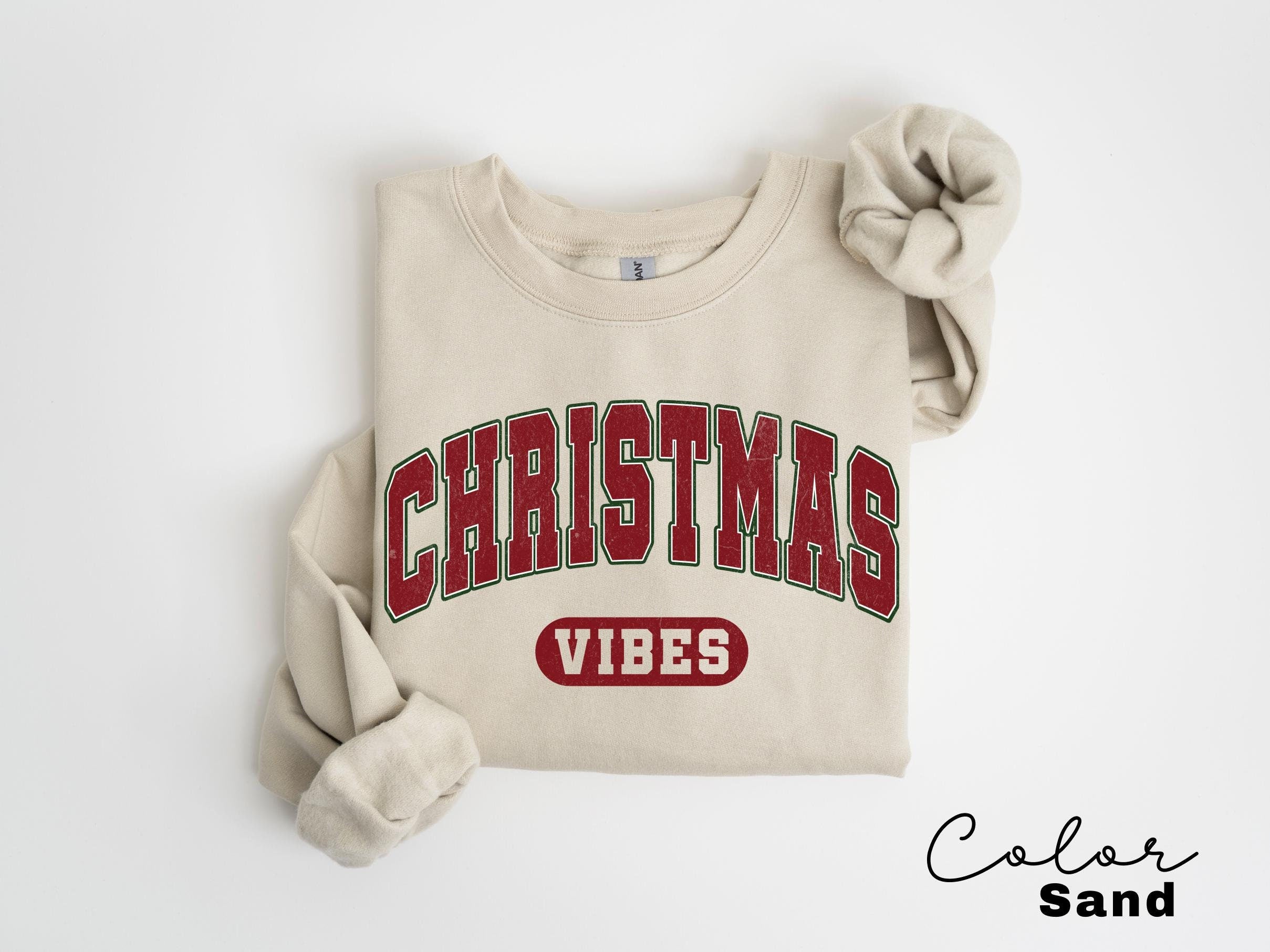 Retro Christmas Vibes Sweatshirt, Womens Christmas Sweatshirt, Holiday Sweater, Cute Christmas Sweatshirt, Oversized Sweatshirt, Xmas