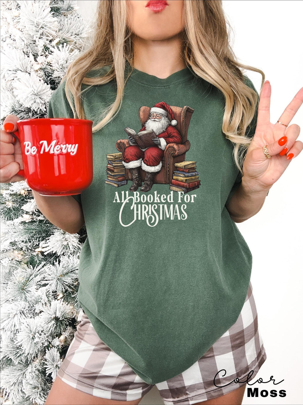 All Booked For Christmas Sweatshirt, Gift for Book Lover, Vintage Santa Clause, Retro Santa, Gift For Teachers, Librarian Teacher Bookish