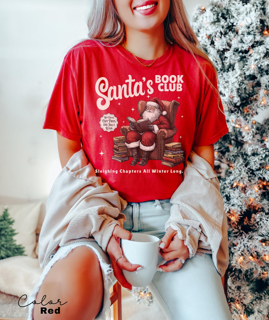 Christmas North Pole Book Club Comfort Colors Shirt, Santas Book Club, Bookish Christmas T Shirt, Shirt For Book Lover, Holiday Bookish Gift