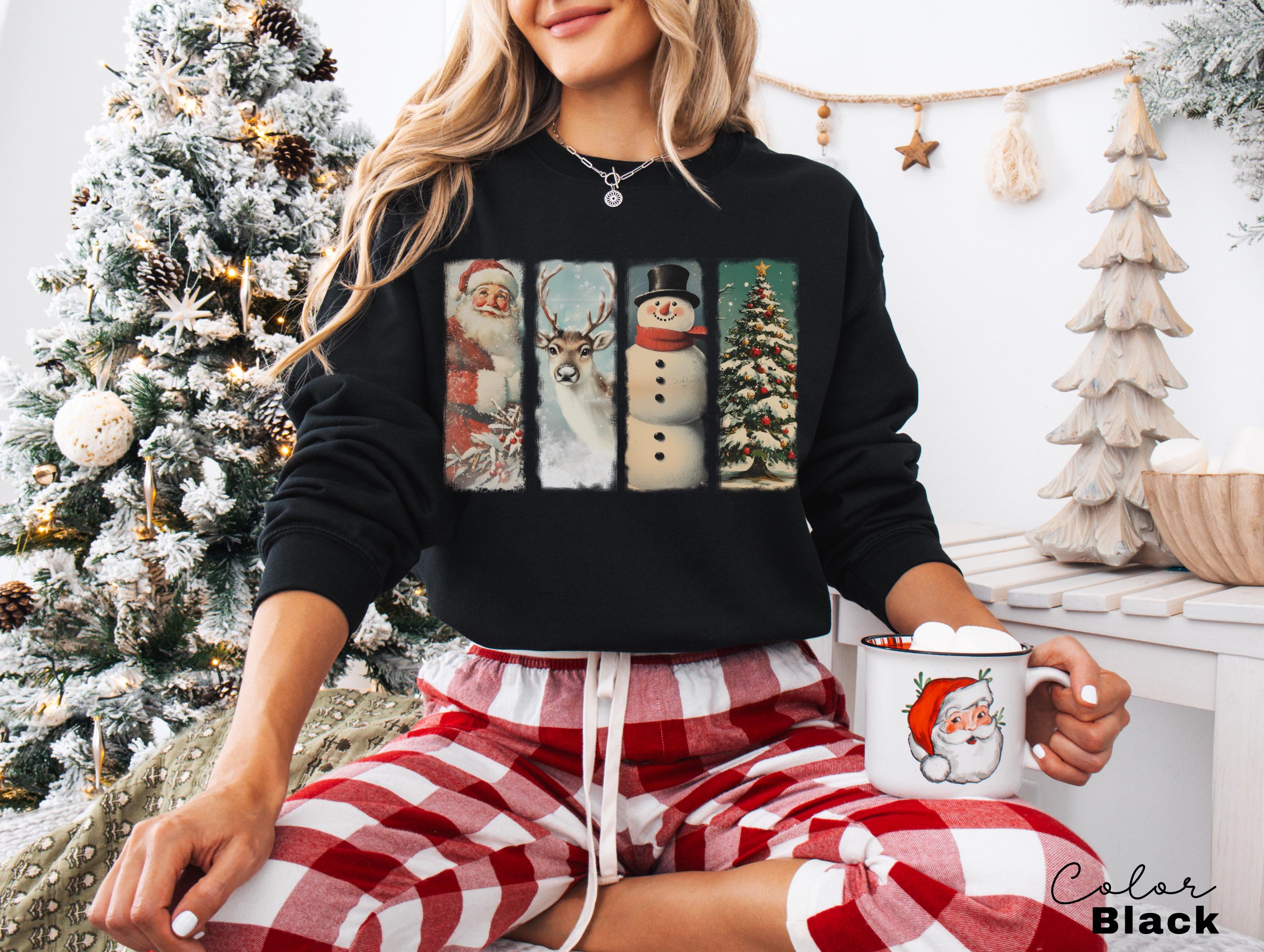 Retro Santa Sweatshirt, Vintage Santa Sweatshirt, Retro Christmas Santa, Holiday Clothing Women, Christmas Sweatshirt for Woman, holiday