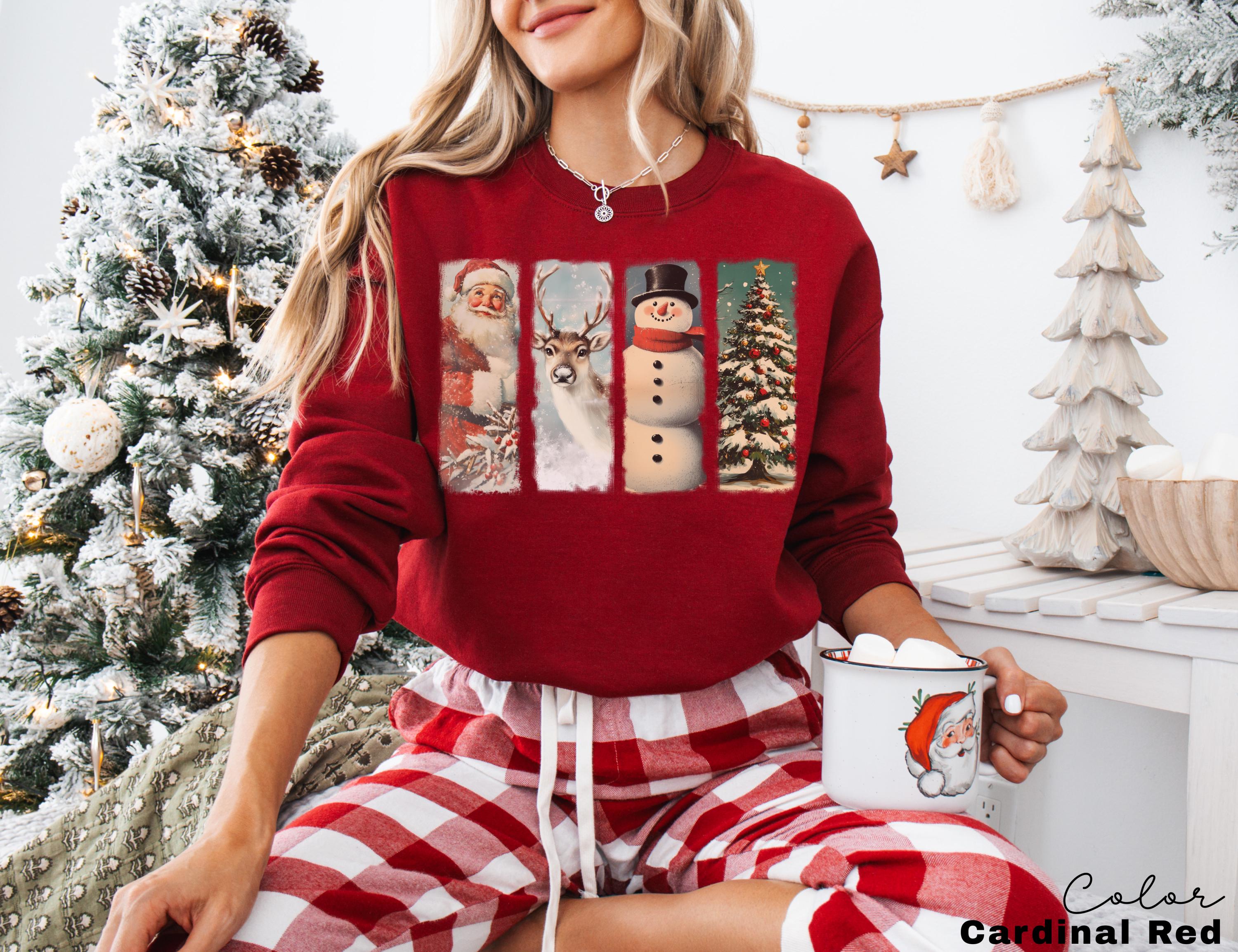 Retro Santa Sweatshirt, Vintage Santa Sweatshirt, Retro Christmas Santa, Holiday Clothing Women, Christmas Sweatshirt for Woman, holiday