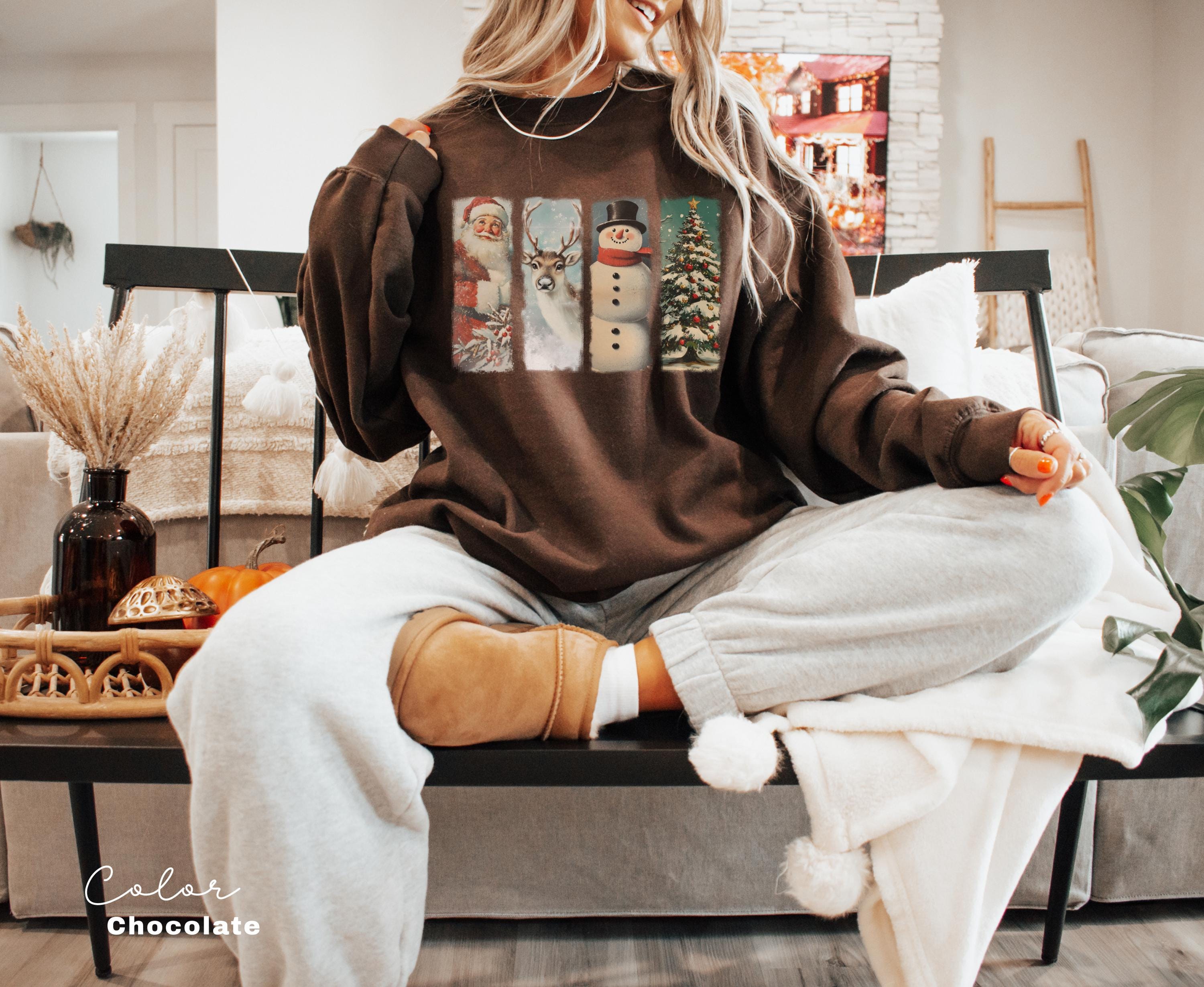 Retro Santa Sweatshirt, Vintage Santa Sweatshirt, Retro Christmas Santa, Holiday Clothing Women, Christmas Sweatshirt for Woman, holiday