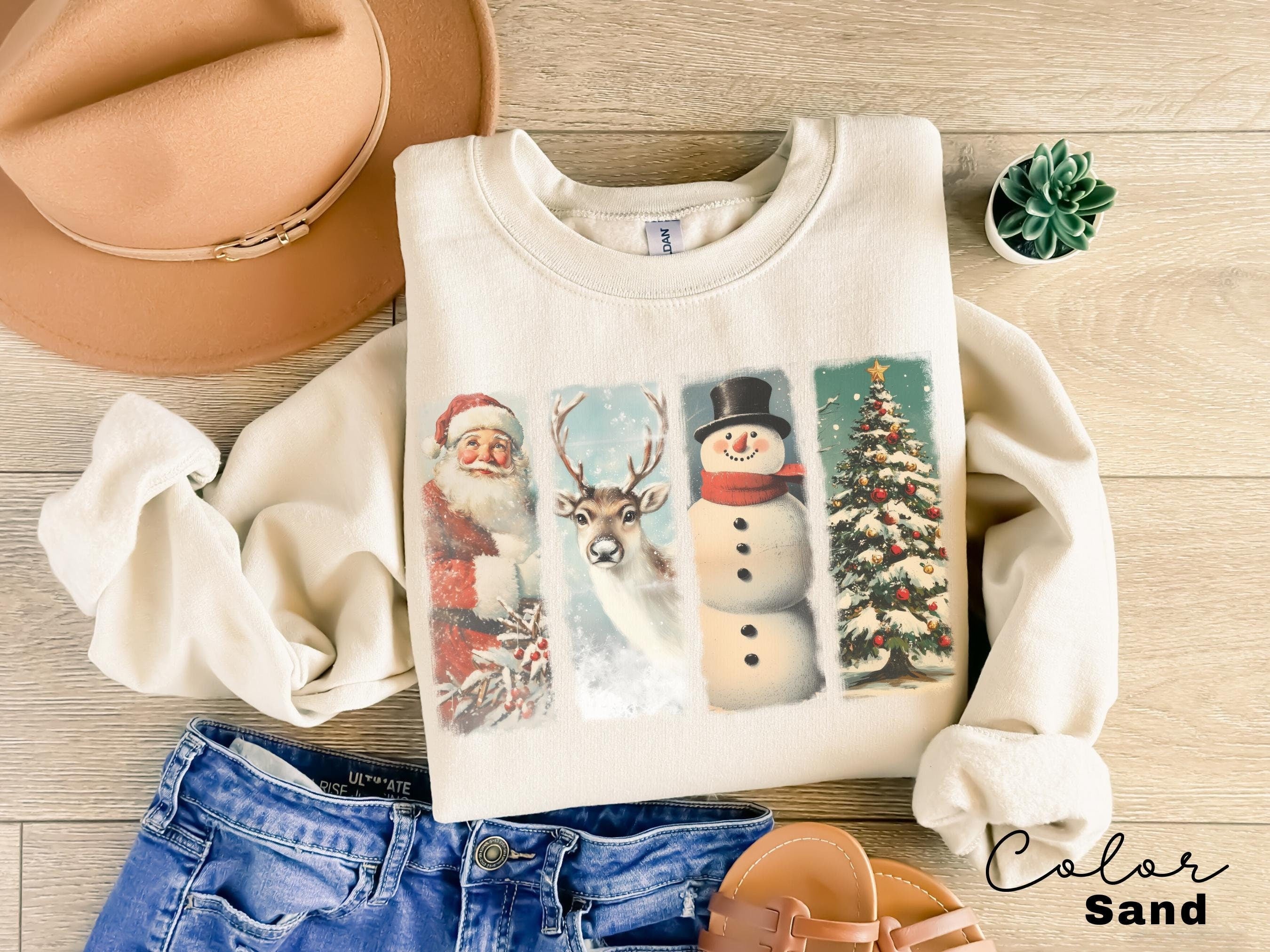 Retro Santa Sweatshirt, Vintage Santa Sweatshirt, Retro Christmas Santa, Holiday Clothing Women, Christmas Sweatshirt for Woman, holiday
