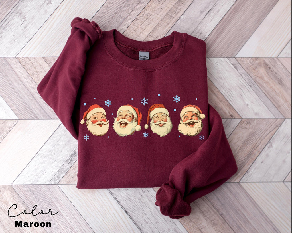 Vintage Santa Christmas Sweatshirt , Retro Santa Claus , Cute Santa Claus Xmas, Holiday Clothing Women, Christmas Sweatshirt for Woman,