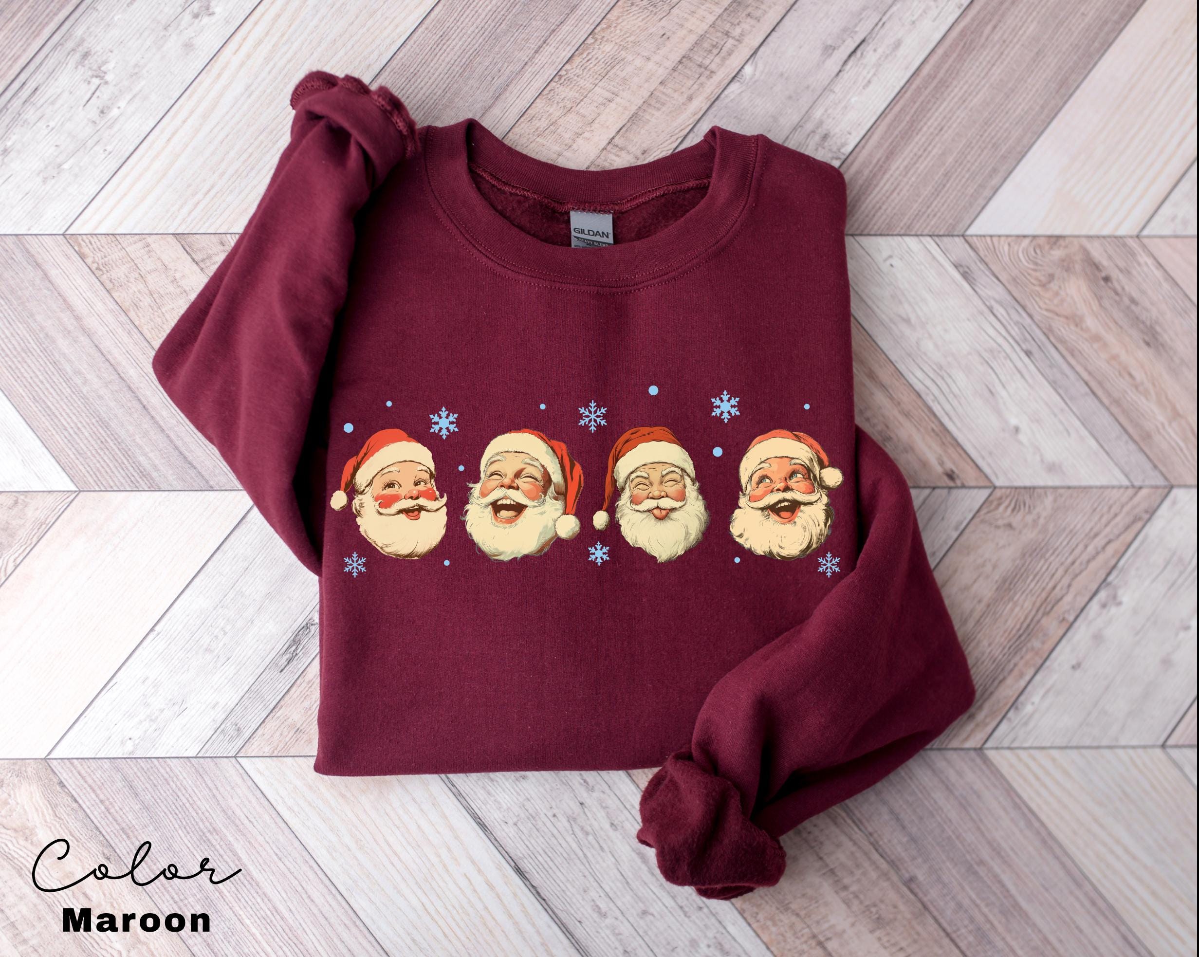 Vintage Santa Christmas Sweatshirt , Retro Santa Claus , Cute Santa Claus Xmas, Holiday Clothing Women, Christmas Sweatshirt for Woman,