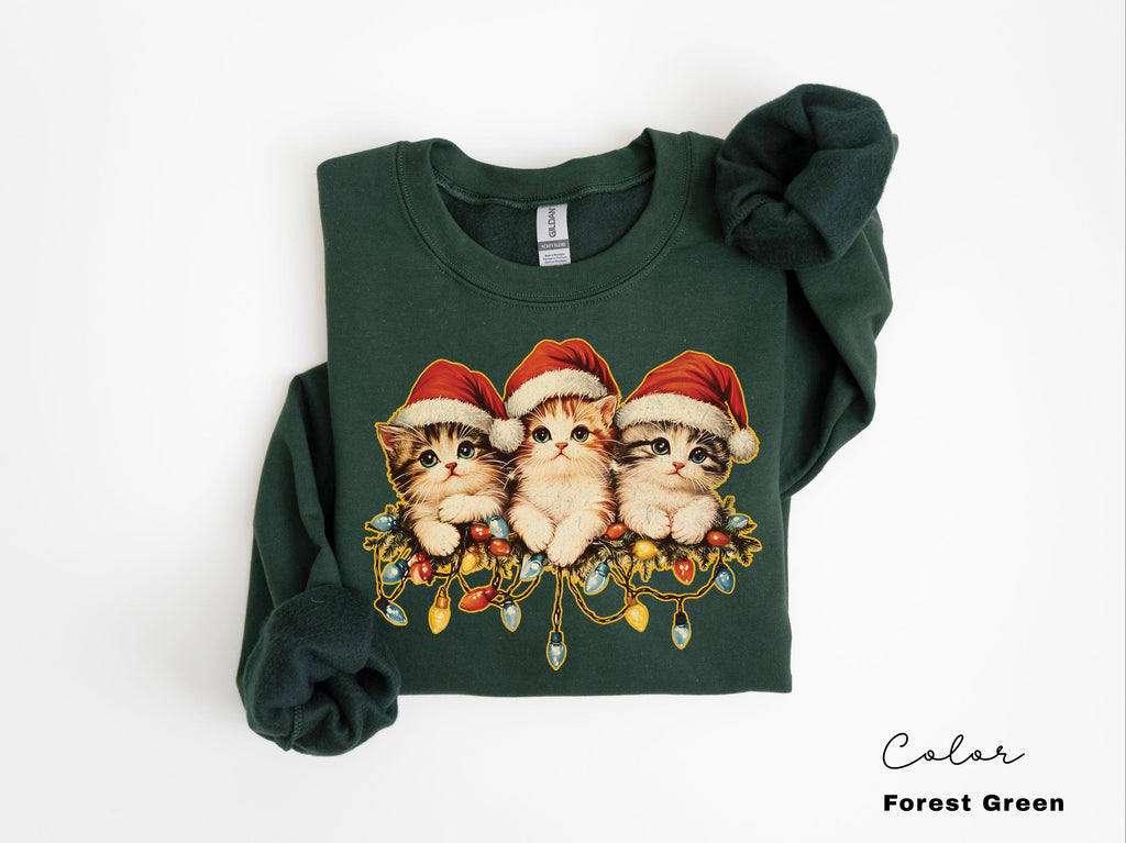Vintage 90s Cat Christmas Sweatshirt, Kitten Christmas Sweatshirt, Retro Christmas, Classic Christmas Shirt, Xmas Sweatshirt, Cat Lover