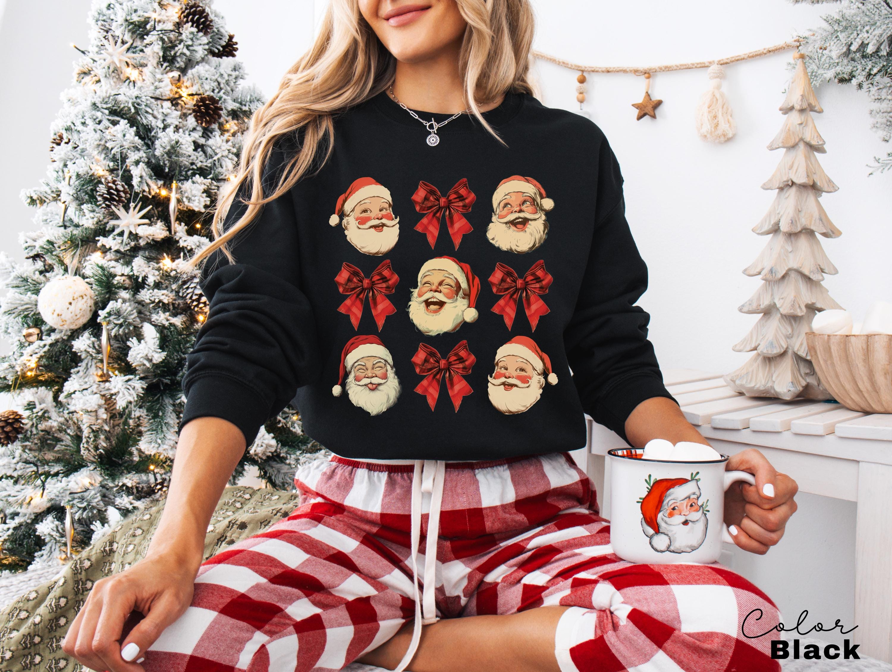 Coquette Bow Christmas Sweatshirt, Christmas Tree Shirt, Comfort Colors Christmas Sweatshirt, Girly Christmas Sweater, Coquette Bow Sweater