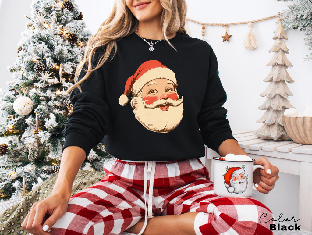 Retro Santa Sweatshirt, Vintage Santa Sweatshirt, Retro Christmas Santa, Holiday Clothing Women, Christmas Sweatshirt for Woman, holiday