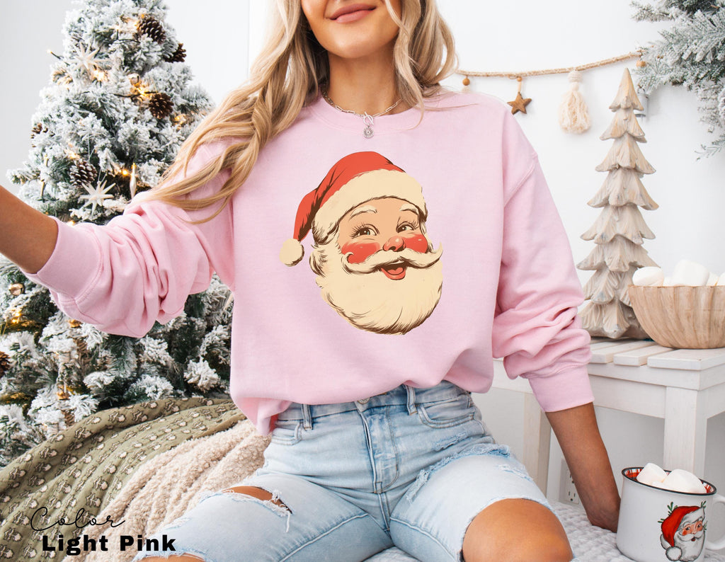 Retro Santa Sweatshirt, Vintage Santa Sweatshirt, Retro Christmas Santa, Holiday Clothing Women, Christmas Sweatshirt for Woman, holiday