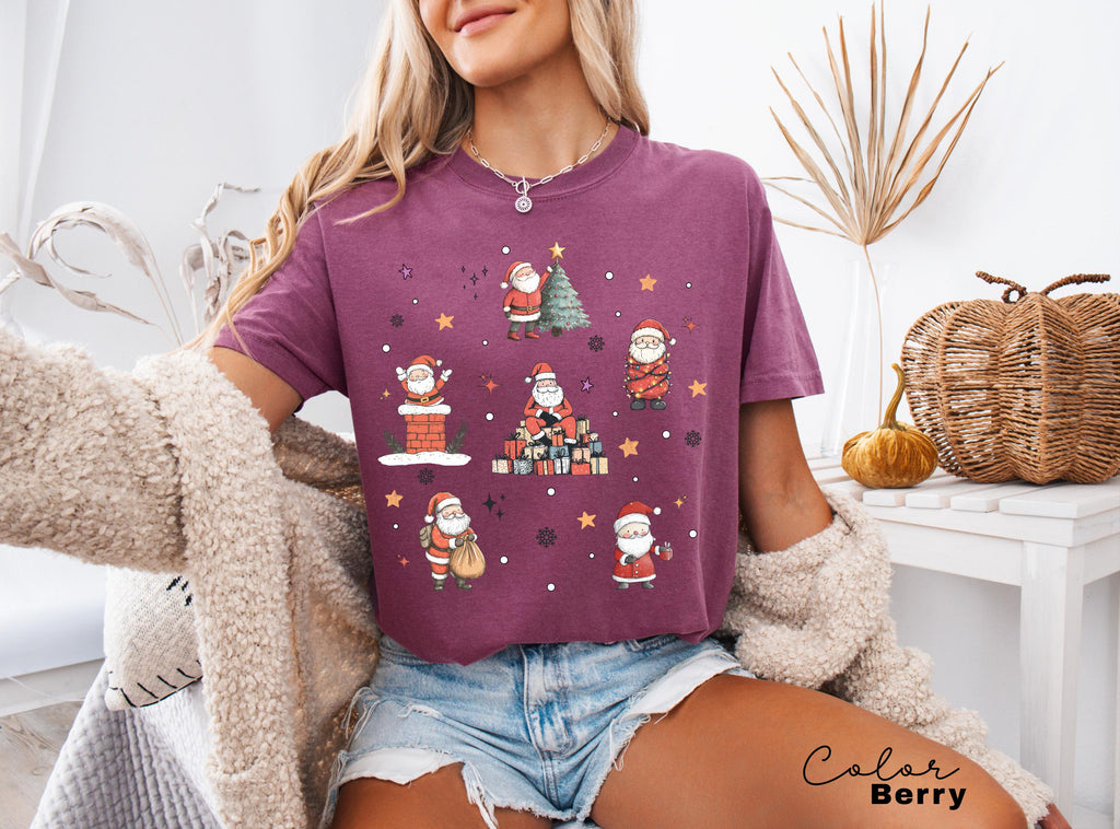 Comfort Colors Santa Christmas Shirt, Santa Clause Shirt, Retro Christmas shirt, Womens Christmas shirt, Cute Christmas Gift, Oversized