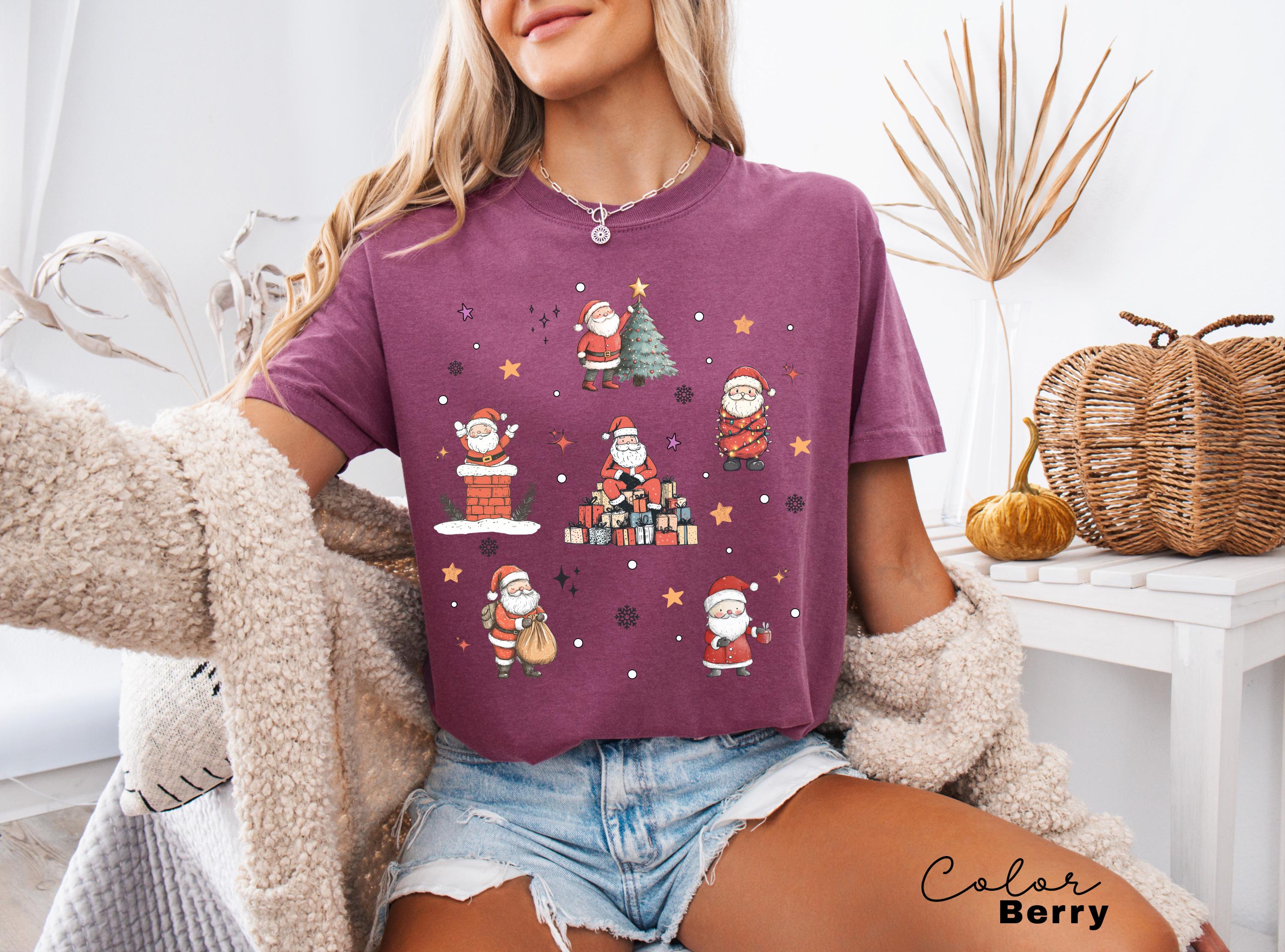 Comfort Colors Santa Christmas Shirt, Santa Clause Shirt, Retro Christmas shirt, Womens Christmas shirt, Cute Christmas Gift, Oversized