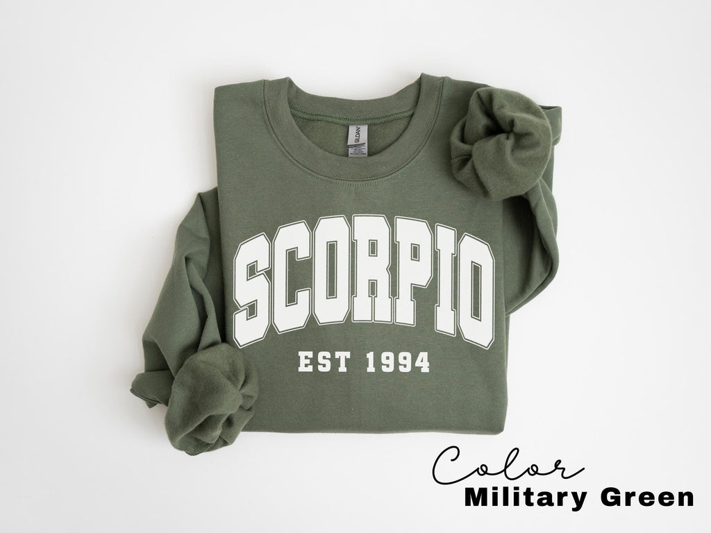 Scorpio Sweatshirt, Custom Birth Year, Scorpio Est 1994 Sweater, Birthday Gift, Astrology Horoscope Pullover, Unisex Crewneck, Est Birthday