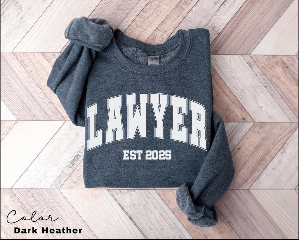 Custom Lawyer Sweatshirt, Personalized Lawyer Sweatshirt, Graduation Sweatshirt, Law Student Shirt, Est Year, Attorney Gift, Law Office,