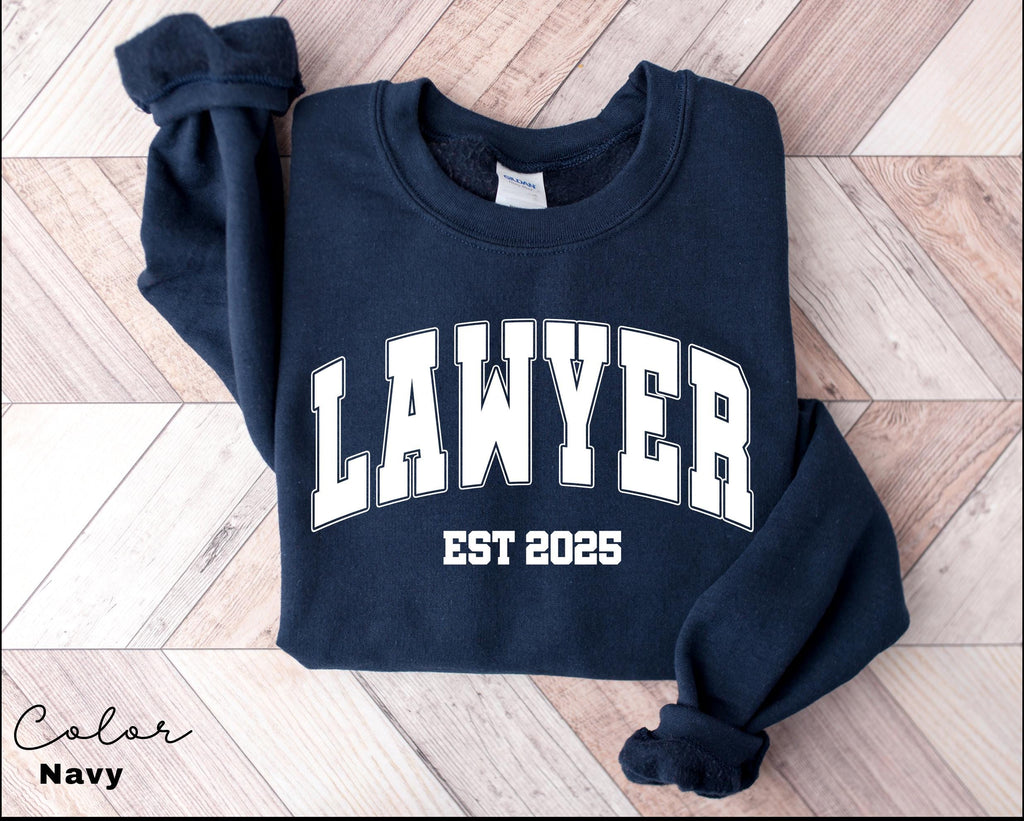 Custom Lawyer Sweatshirt, Personalized Lawyer Sweatshirt, Graduation Sweatshirt, Law Student Shirt, Est Year, Attorney Gift, Law Office,