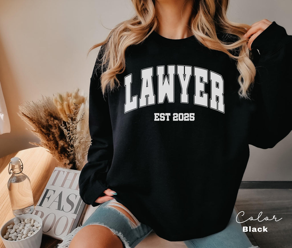 Custom Lawyer Sweatshirt, Personalized Lawyer Sweatshirt, Graduation Sweatshirt, Law Student Shirt, Est Year, Attorney Gift, Law Office,