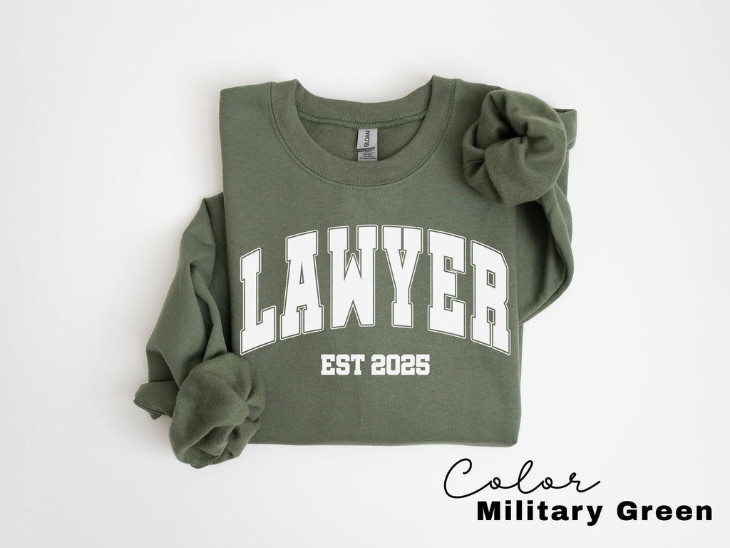 Custom Lawyer Sweatshirt, Personalized Lawyer Sweatshirt, Graduation Sweatshirt, Law Student Shirt, Est Year, Attorney Gift, Law Office,