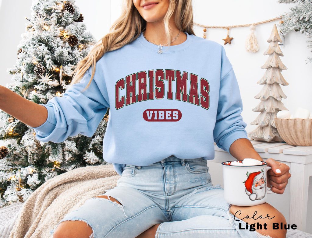 Retro Christmas Vibes Sweatshirt, Womens Christmas Sweatshirt, Holiday Sweater, Cute Christmas Sweatshirt, Oversized Sweatshirt, Xmas