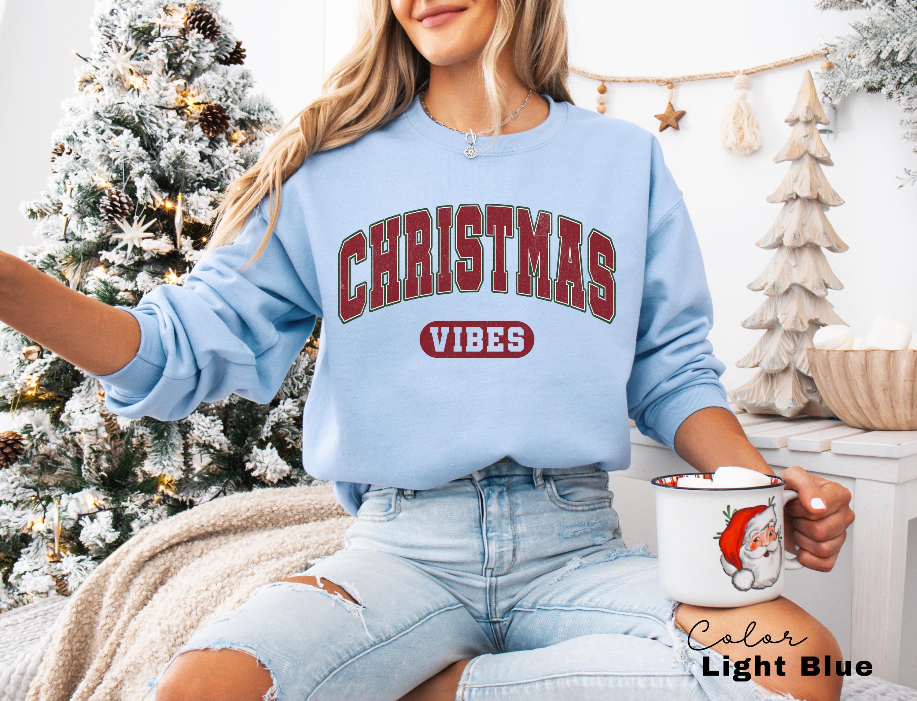 Retro Christmas Vibes Sweatshirt, Womens Christmas Sweatshirt, Holiday Sweater, Cute Christmas Sweatshirt, Oversized Sweatshirt, Xmas