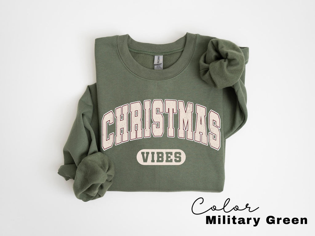 Retro Christmas Vibes Sweatshirt, Womens Christmas Sweatshirt, Holiday Sweater, Cute Christmas Sweatshirt, Oversized Sweatshirt, Xmas