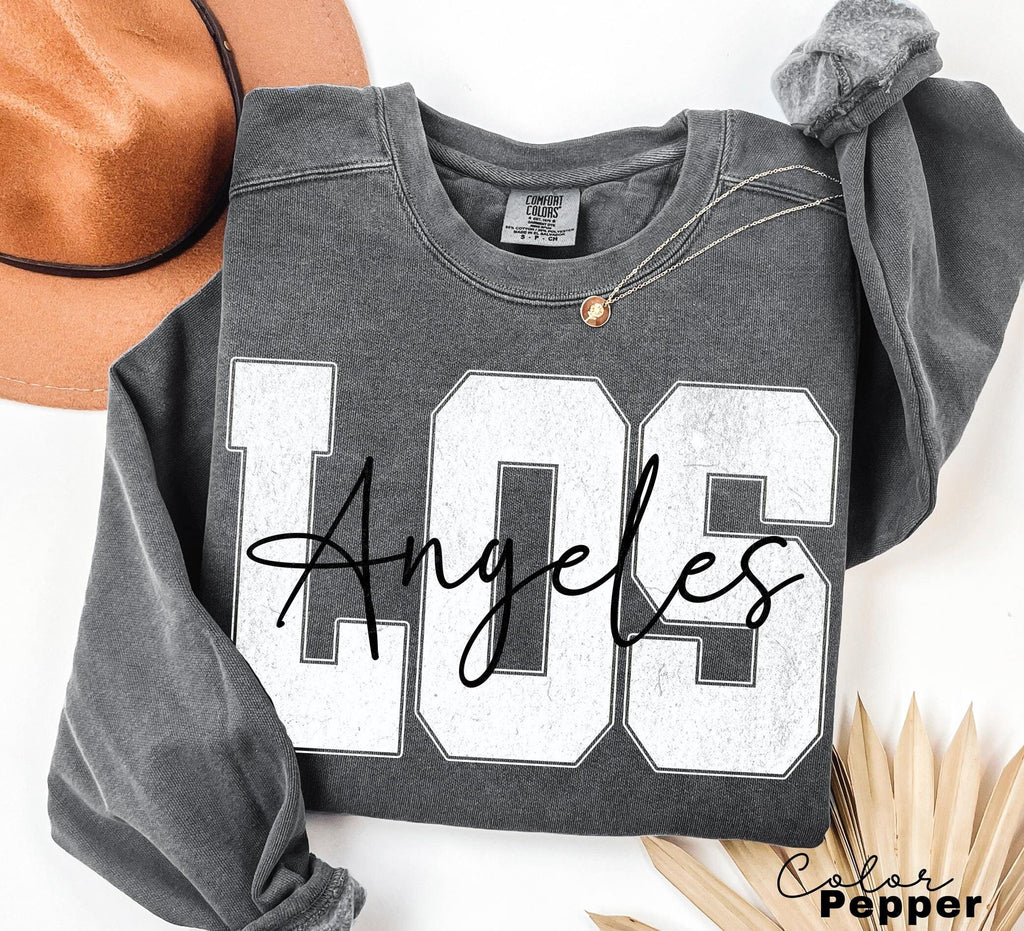 LA Sweatshirt, Los Angeles Sweatshirt, Varsity Aesthetic, Travel Destination Gift, Gift From Los Angeles, Unisex Crewneck Sweatshirt