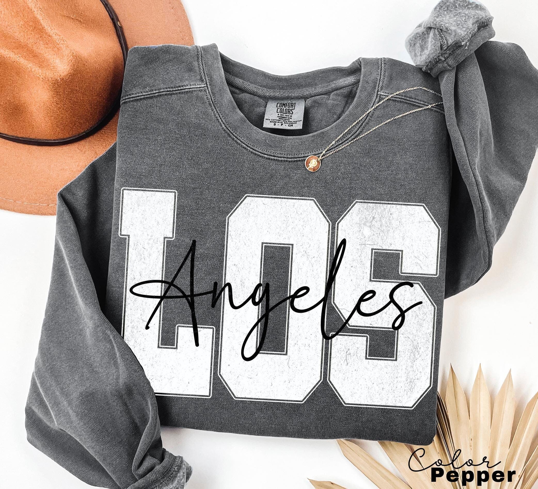 LA Sweatshirt, Los Angeles Sweatshirt, Varsity Aesthetic, Travel Destination Gift, Gift From Los Angeles, Unisex Crewneck Sweatshirt