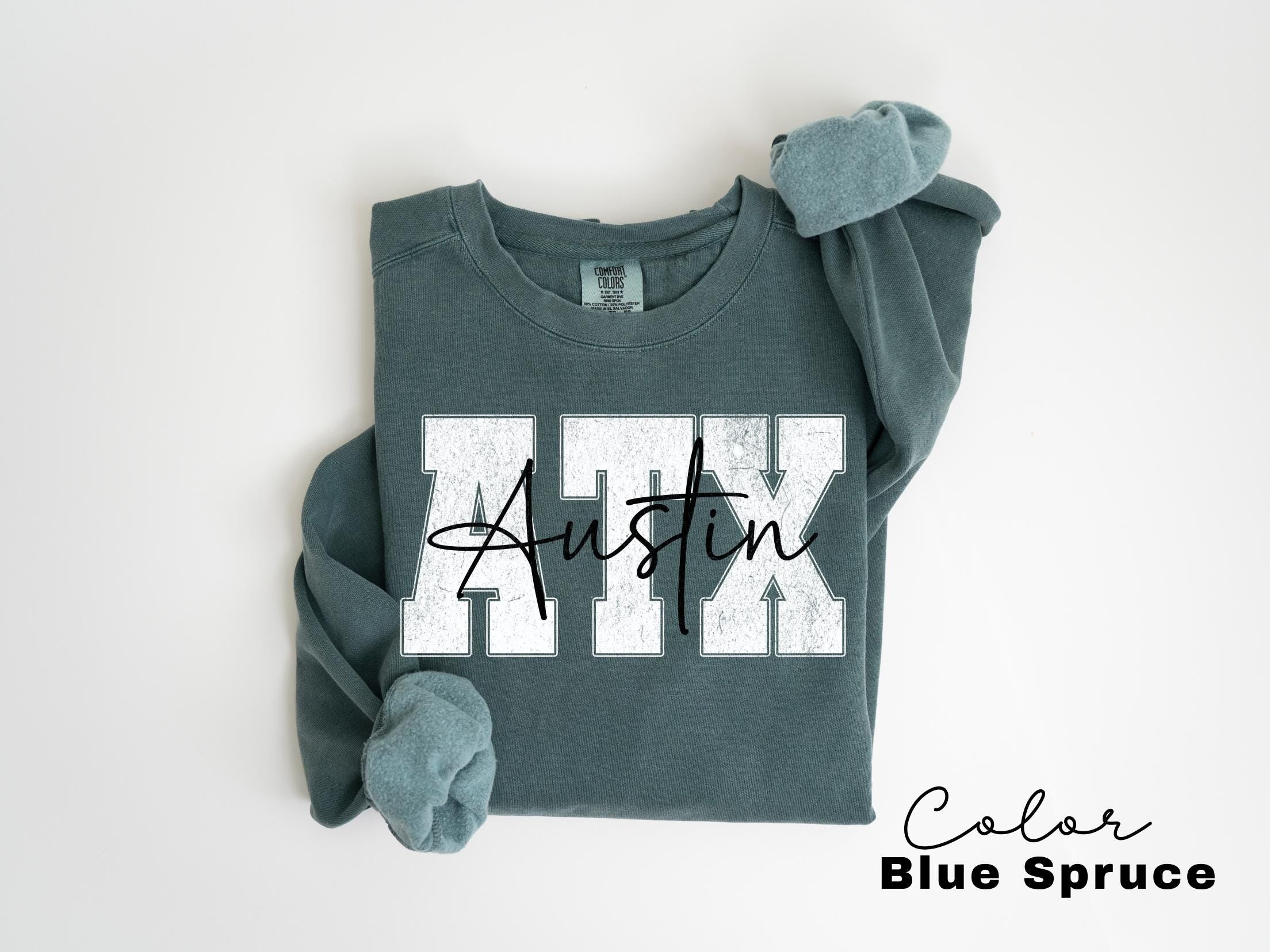 Comfort Colors Austin Texas Sweatshirt, Cozy Austin Fashion, Texas Pride Apparel, Vintage-Inspired Souvenir, Preppy Crewneck Texas Vacation