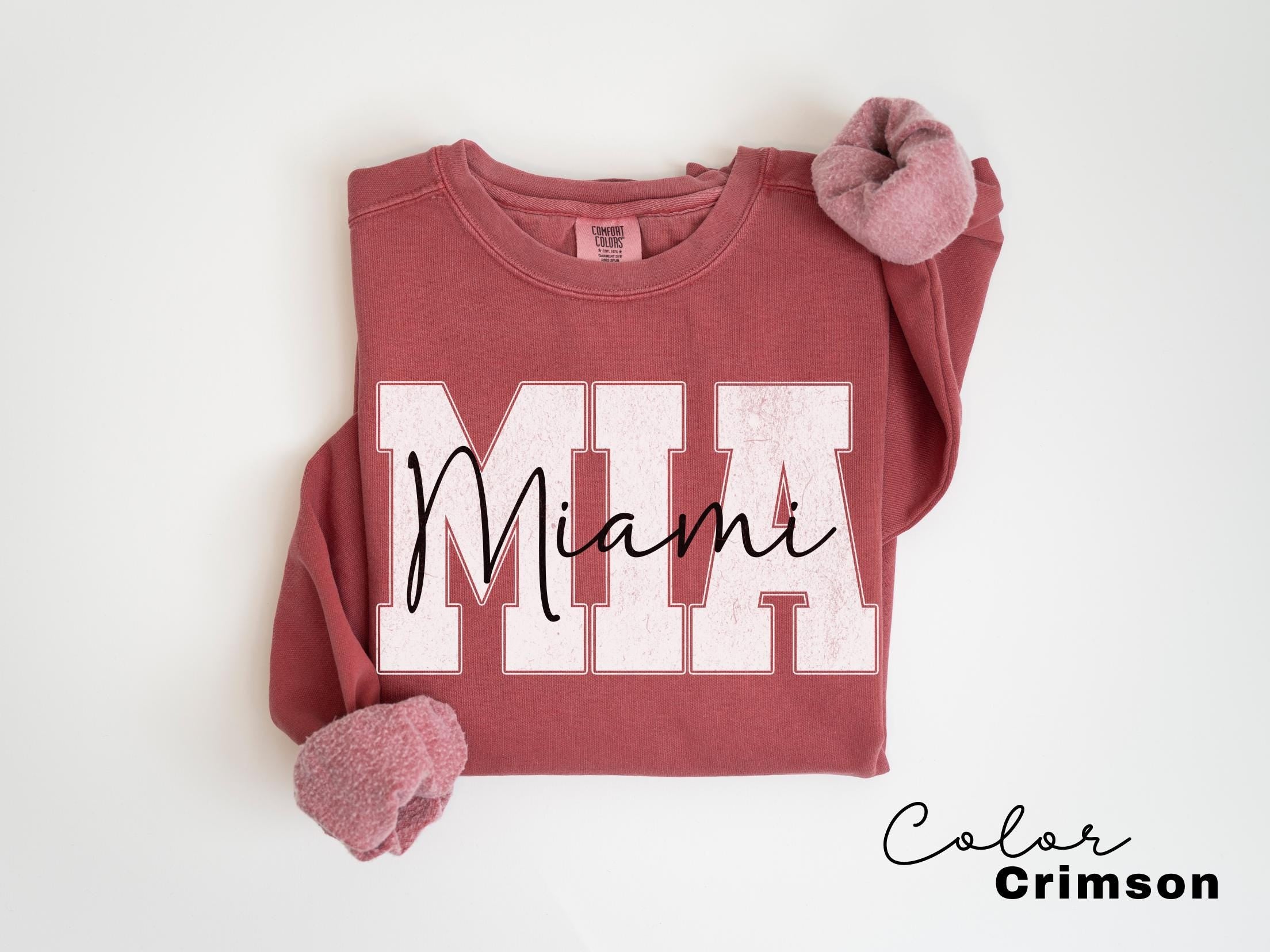 Preppy Miami Sweatshirt, Florida Pullover, Vintage Varsity Aesthetic, Trendy Travel Destination Gift, Unisex Crewneck Sweatshirt, Miami