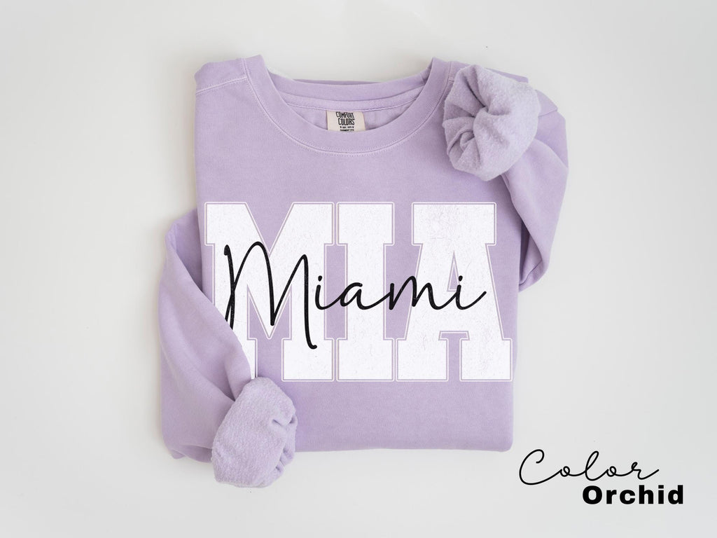 Preppy Miami Sweatshirt, Florida Pullover, Vintage Varsity Aesthetic, Trendy Travel Destination Gift, Unisex Crewneck Sweatshirt, Miami