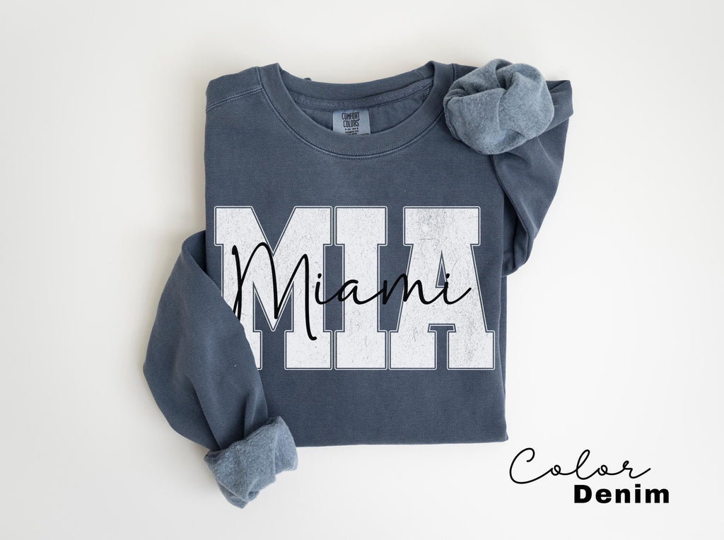 Preppy Miami Sweatshirt, Florida Pullover, Vintage Varsity Aesthetic, Trendy Travel Destination Gift, Unisex Crewneck Sweatshirt, Miami