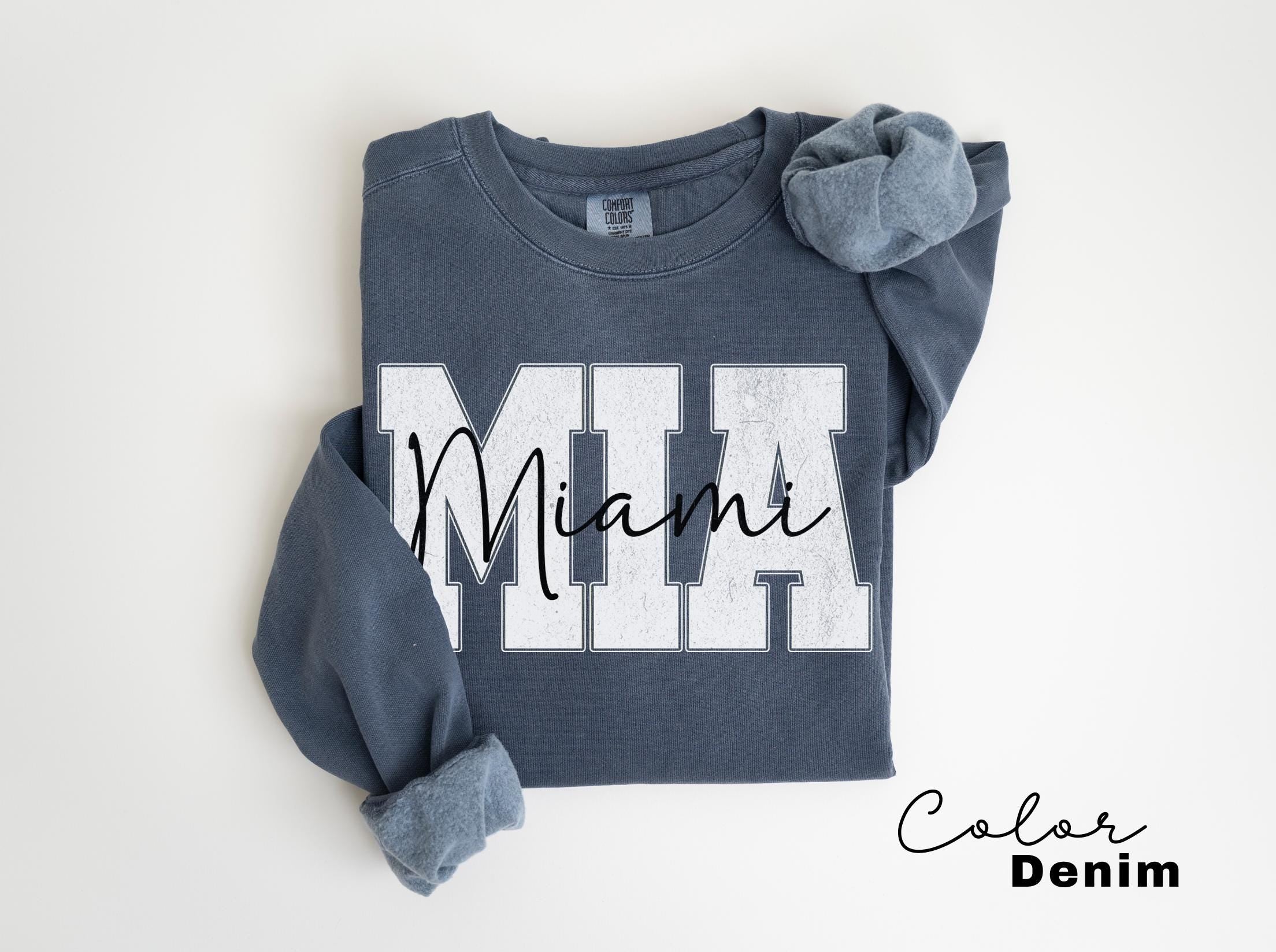 Preppy Miami Sweatshirt, Florida Pullover, Vintage Varsity Aesthetic, Trendy Travel Destination Gift, Unisex Crewneck Sweatshirt, Miami