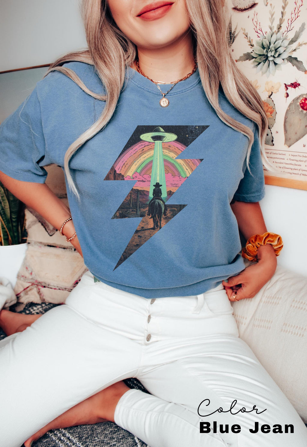 Ufo Western Shirt, Retro T-Shirt, Vintage Cowboy TShirt, Rodeo T Shirt, Wild West Shirt, Western Oversized Tee, Unisex