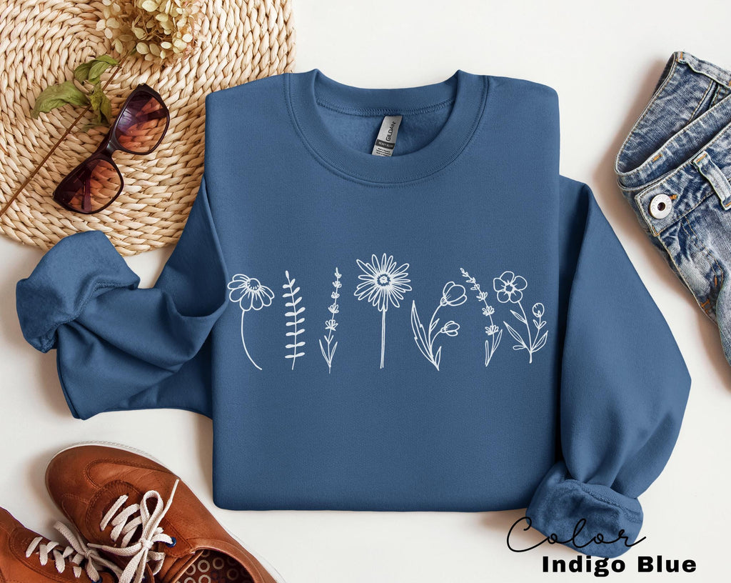 Wildflowers Sweatshirt, Flower Crewneck Sweatshirt, Floral Sweatshirt For Women, Flower Lover Sweatshirt, Flowers Hoodie, Women Gift