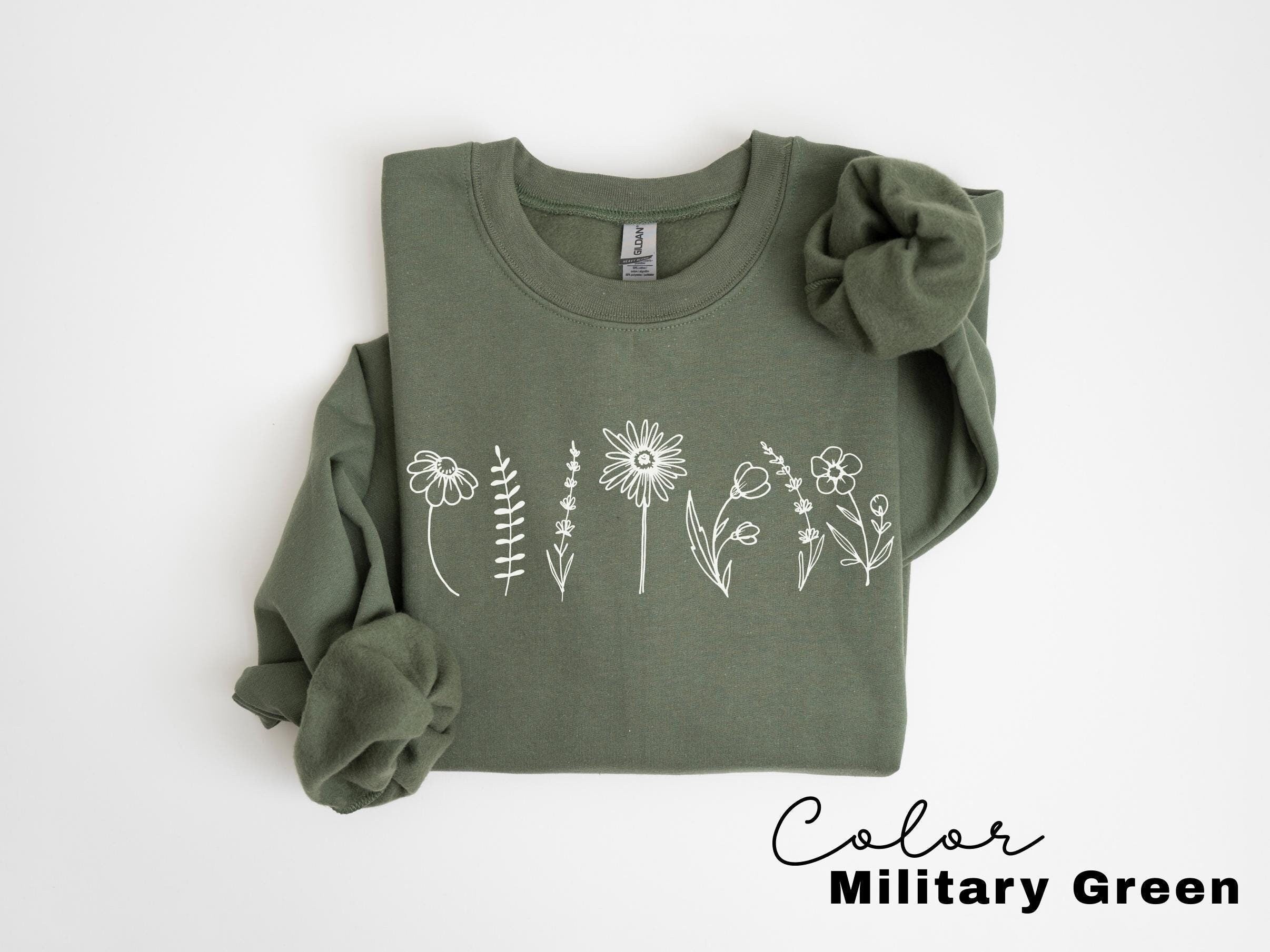 Wildflowers Sweatshirt, Flower Crewneck Sweatshirt, Floral Sweatshirt For Women, Flower Lover Sweatshirt, Flowers Hoodie, Women Gift