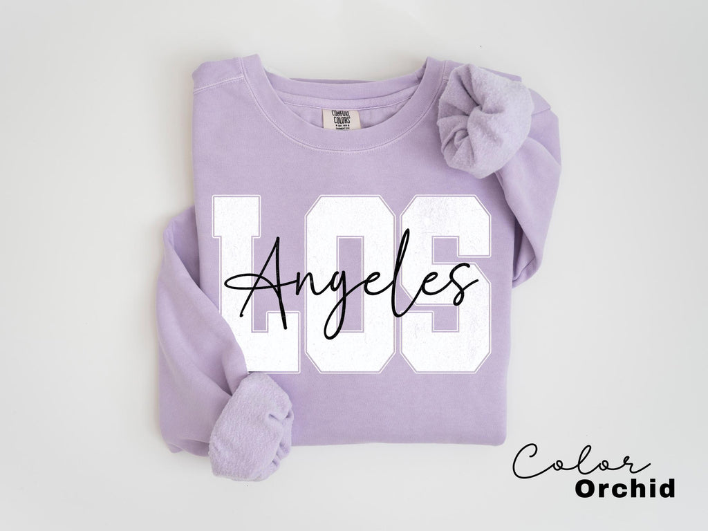 LA Sweatshirt, Los Angeles Sweatshirt, Varsity Aesthetic, Travel Destination Gift, Gift From Los Angeles, Unisex Crewneck Sweatshirt