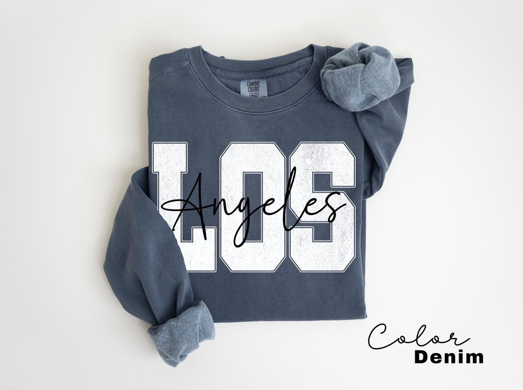 LA Sweatshirt, Los Angeles Sweatshirt, Varsity Aesthetic, Travel Destination Gift, Gift From Los Angeles, Unisex Crewneck Sweatshirt