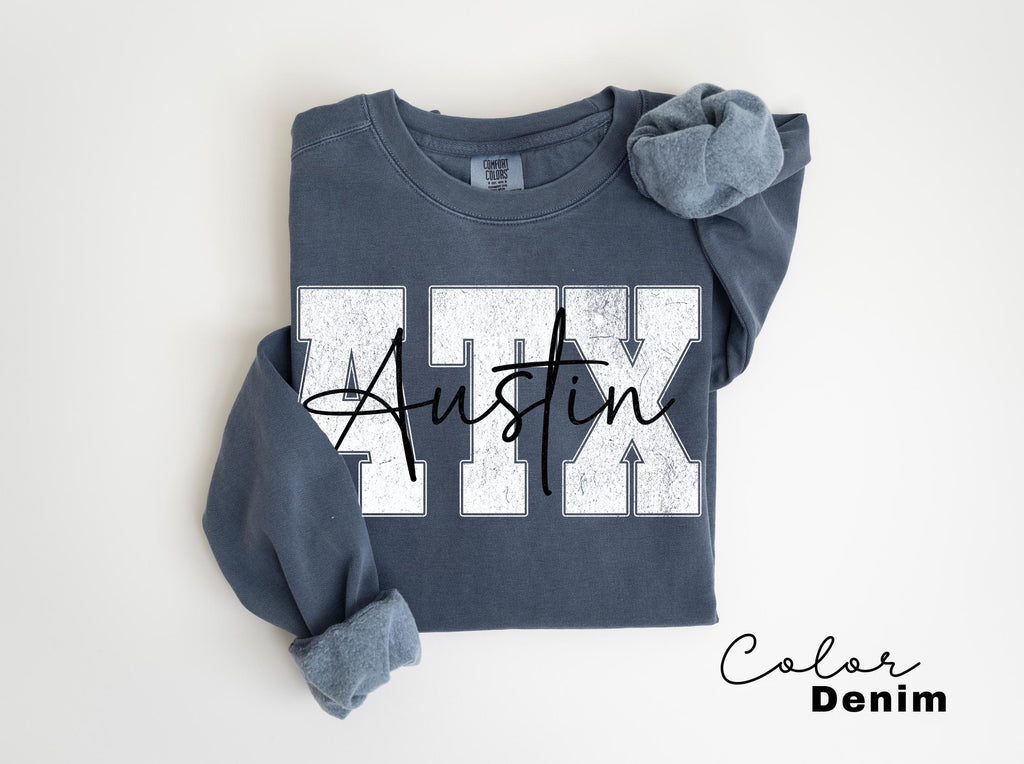 Comfort Colors Austin Texas Sweatshirt, Cozy Austin Fashion, Texas Pride Apparel, Vintage-Inspired Souvenir, Preppy Crewneck Texas Vacation