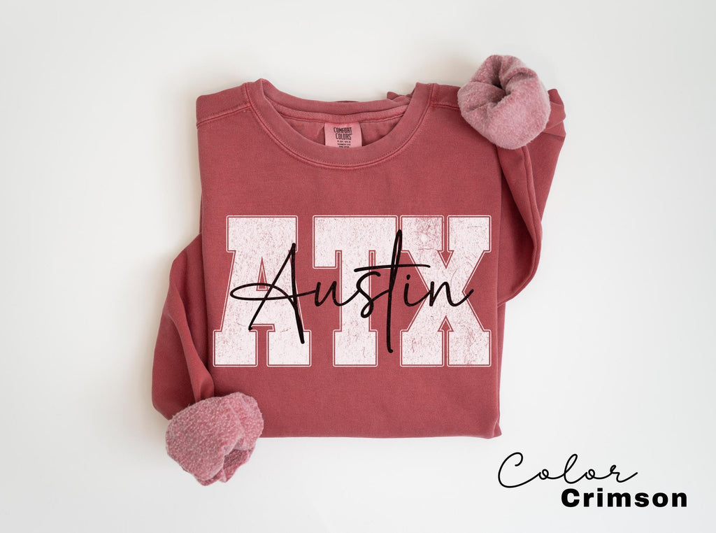 Comfort Colors Austin Texas Sweatshirt, Cozy Austin Fashion, Texas Pride Apparel, Vintage-Inspired Souvenir, Preppy Crewneck Texas Vacation