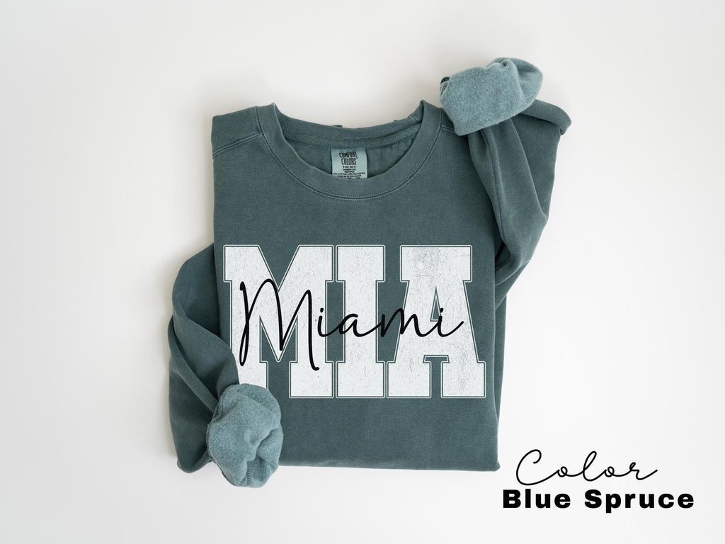 Preppy Miami Sweatshirt, Florida Pullover, Vintage Varsity Aesthetic, Trendy Travel Destination Gift, Unisex Crewneck Sweatshirt, Miami