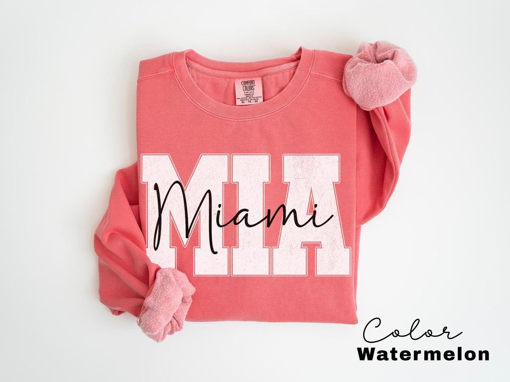 Preppy Miami Sweatshirt, Florida Pullover, Vintage Varsity Aesthetic, Trendy Travel Destination Gift, Unisex Crewneck Sweatshirt, Miami