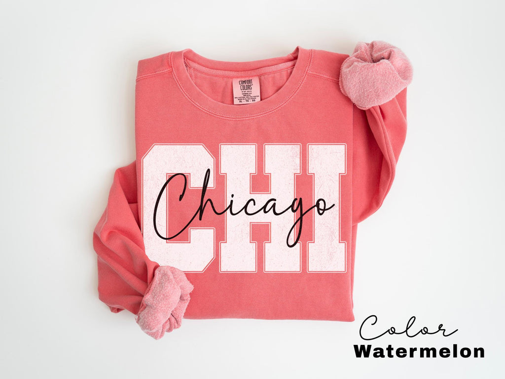 Chicago Sweatshirt, Preppy Chicago Crewneck Pullover, Chicago Gift, Illinois Sweatshirt, Vintage Varsity Aesthetic, Travel Destination
