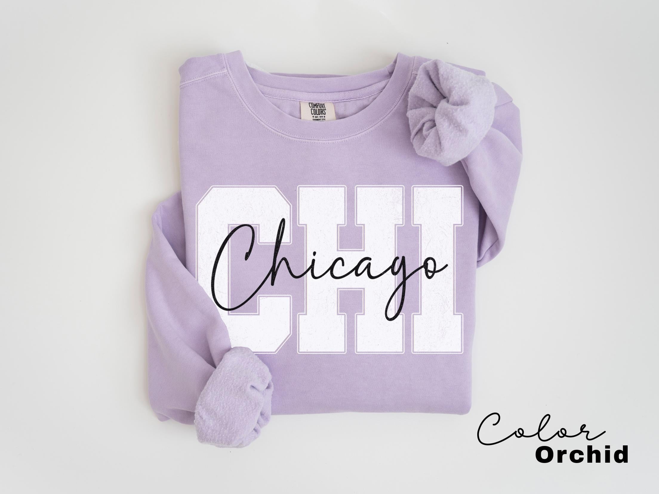 Chicago Sweatshirt, Preppy Chicago Crewneck Pullover, Chicago Gift, Illinois Sweatshirt, Vintage Varsity Aesthetic, Travel Destination