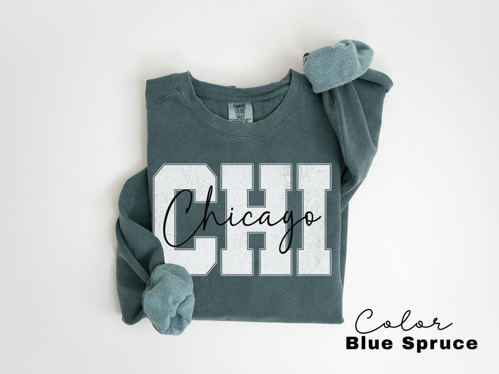 Chicago Sweatshirt, Preppy Chicago Crewneck Pullover, Chicago Gift, Illinois Sweatshirt, Vintage Varsity Aesthetic, Travel Destination