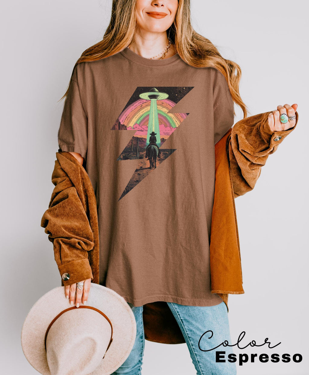 Ufo Western Shirt, Retro T-Shirt, Vintage Cowboy TShirt, Rodeo T Shirt, Wild West Shirt, Western Oversized Tee, Unisex