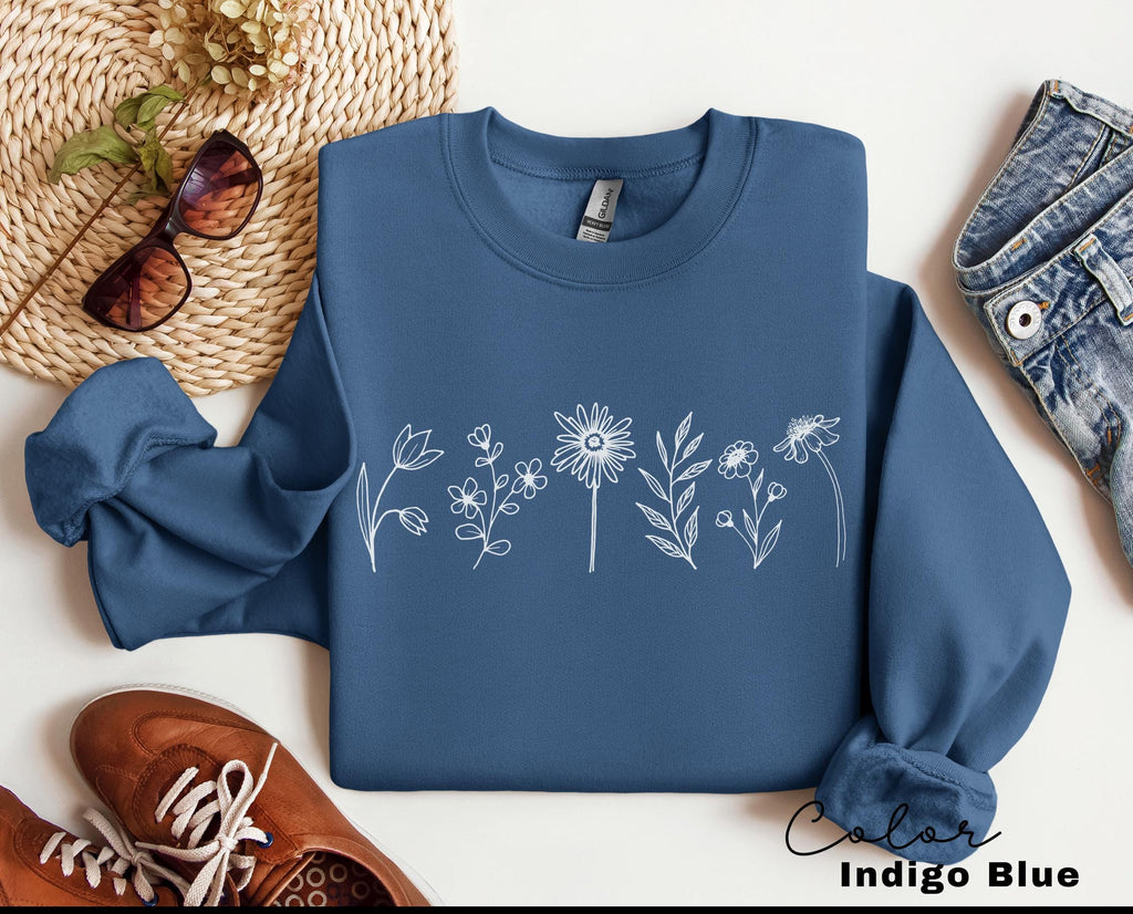 Wildflowers Sweatshirt, Flower Crewneck Sweatshirt, Floral Sweatshirt For Women, Flower Lover Sweatshirt, Flowers Hoodie, Women Gift