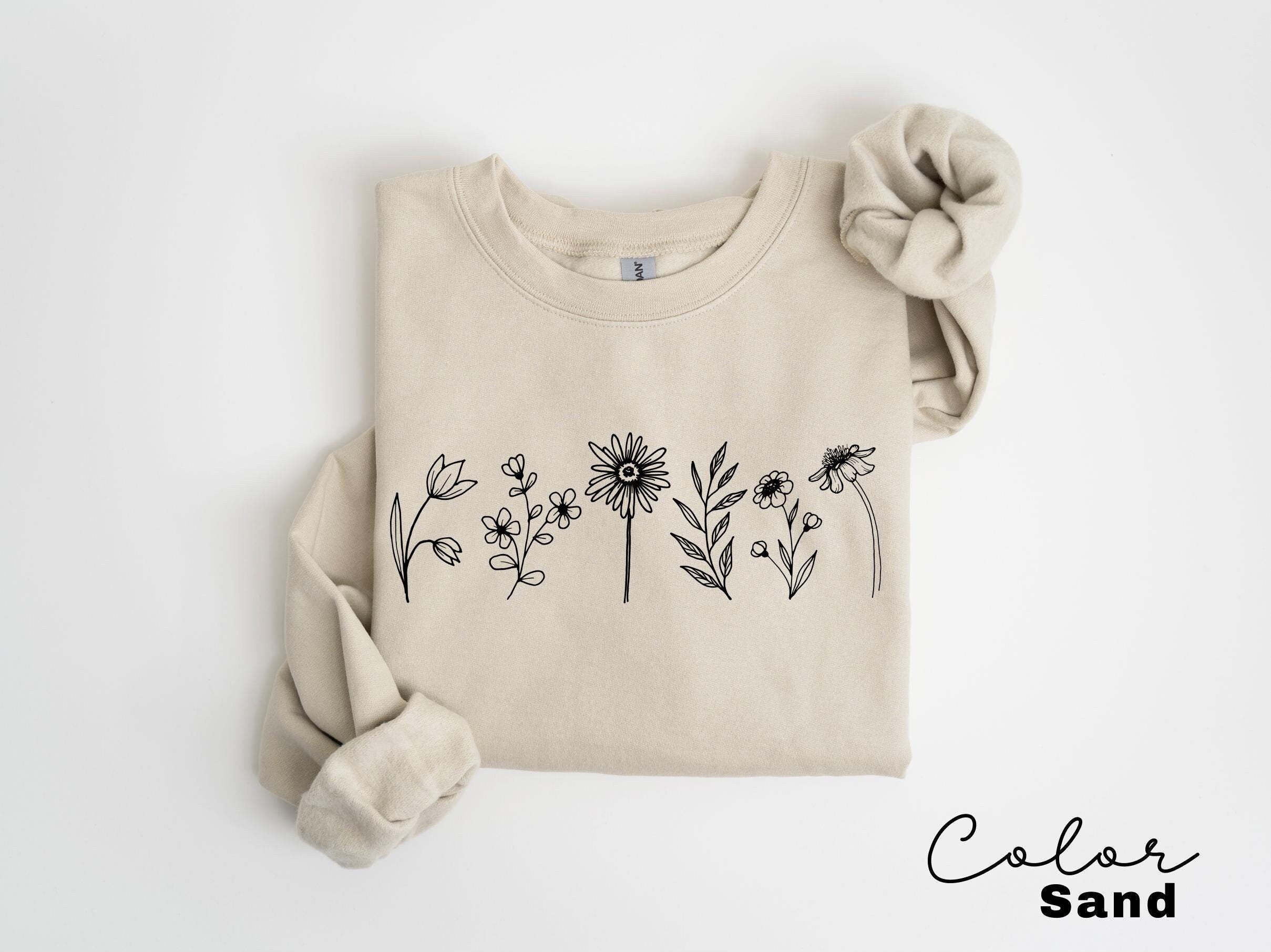 Wildflowers Sweatshirt, Flower Crewneck Sweatshirt, Floral Sweatshirt For Women, Flower Lover Sweatshirt, Flowers Hoodie, Women Gift